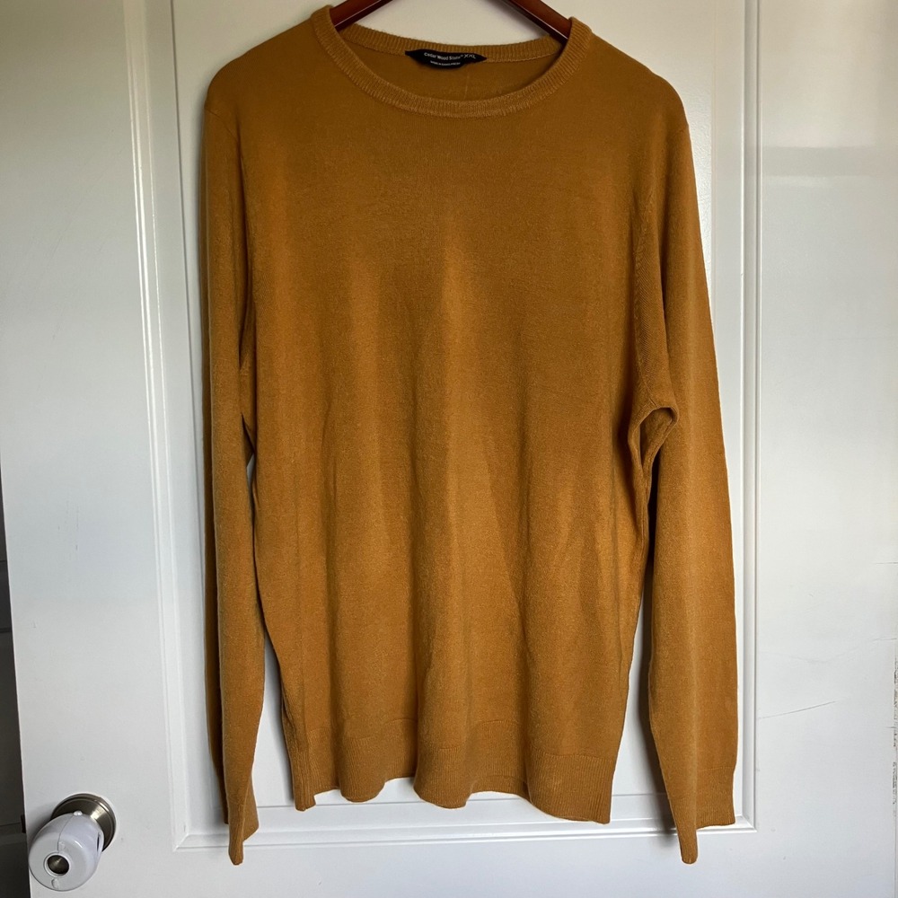 Cedar Wood State Mens XXL Mustard Yellow Crew Neck Long Sleeve Knit Sweater